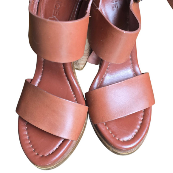 VINCE Haley Heel in Whiskey Sandals size 6 brown chunky - Picture 4 of 8